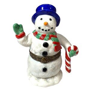 Classic Collectibles 1996 Ceramic Snowman Trinket Box Hinged